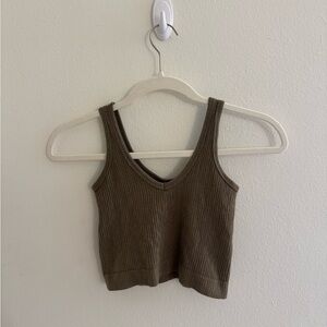 Urban Outfitters Ribbed Knit Olive Tank Top in Size Small